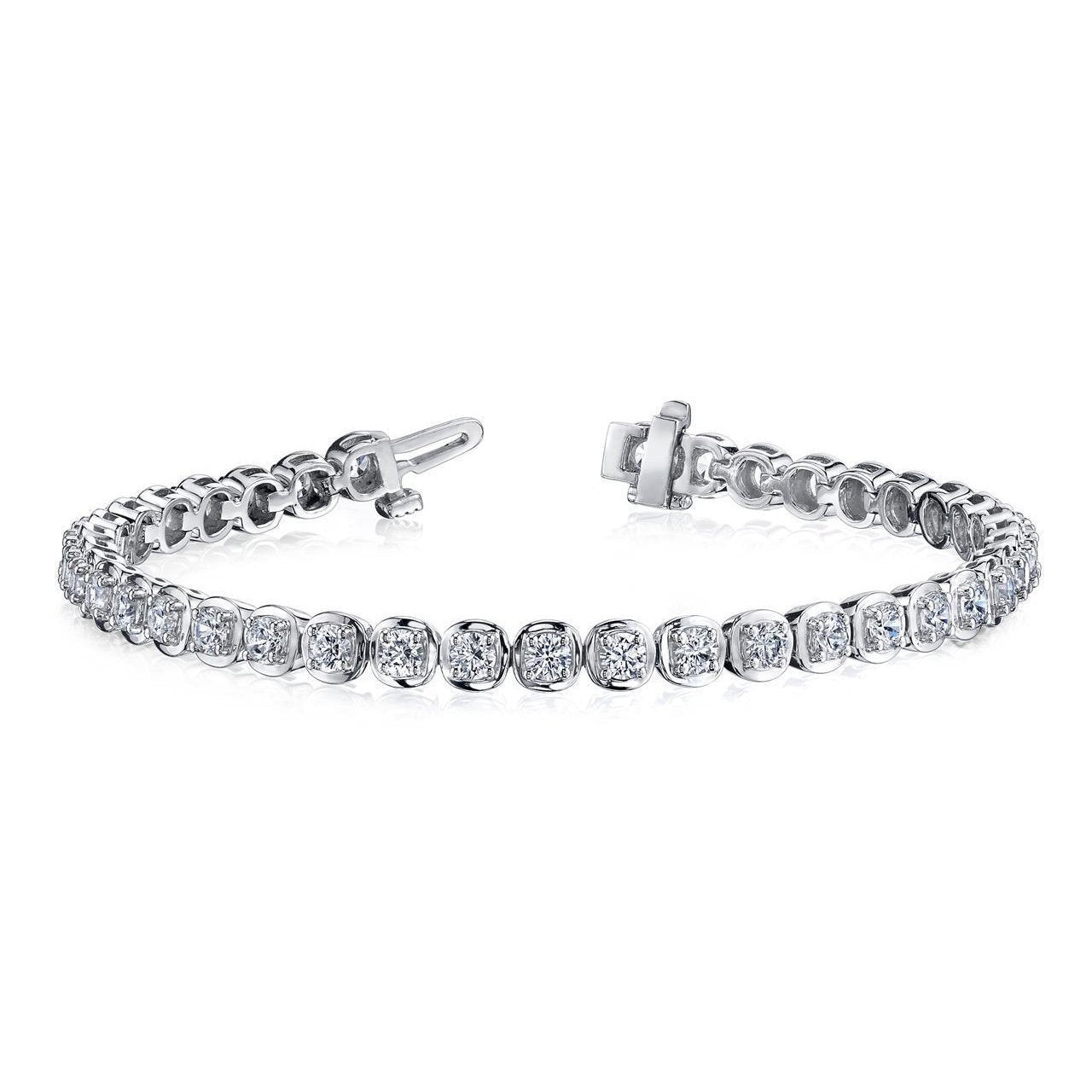 White Gold Prong Setting 10 Ct Round Cut Real Diamonds Tennis Bracelet