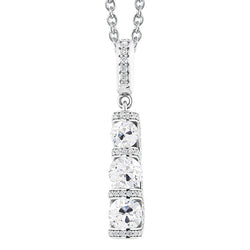 White Gold Real Diamond Pendant 3 Stone Style Cushion Old Miner 5 Carats