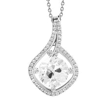 White Gold Real Natural Earth Mined Diamond Pendant Round Cut Old Miner 4 Carats 14K