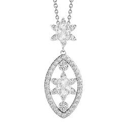 White Gold Real Diamond Pendant With Chain Round & Oval Old Mine 4 Carats