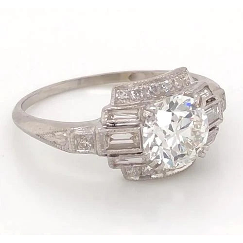 White Gold Real Diamond Ring 3.50 Carats Milgrain Jewelry New