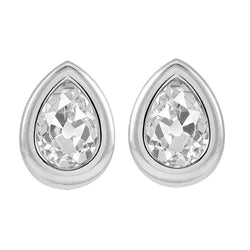 White Gold Real Diamond Stud Earrings Bezel Set Pear Old Miners 5 Carats