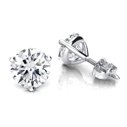 White Gold Real Diamond Studs 10 Carats New Womens Earrings