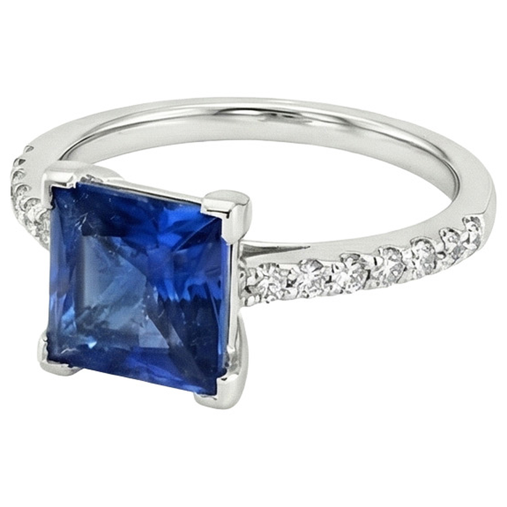 natural round sapphire 4ct ring top view