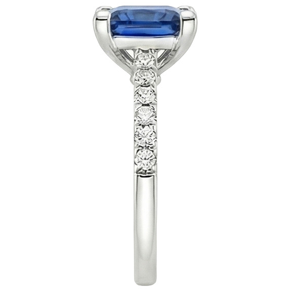 natural round sapphire 4ct ring profile view