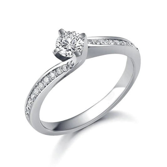 White Gold Round Brilliant Shape 2.60 Carats Real Diamond Anniversary Ring