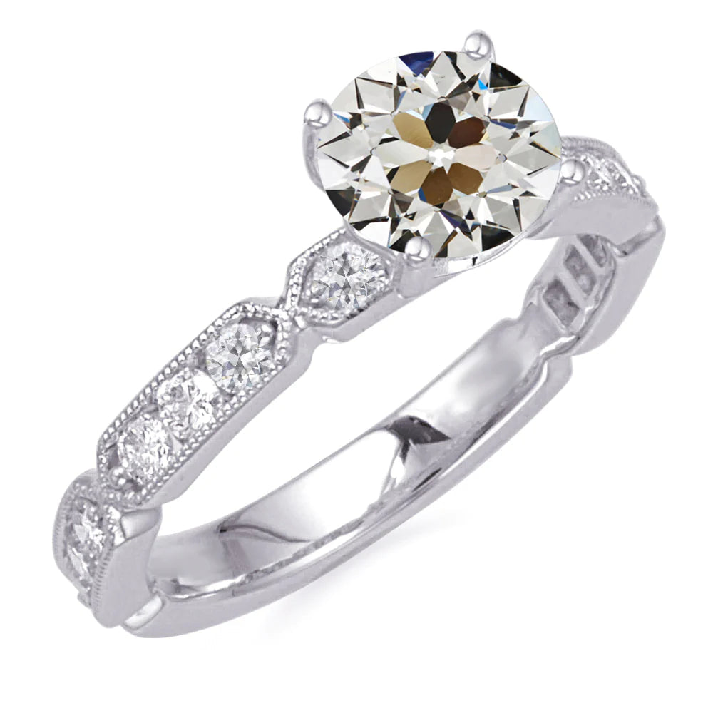 White Gold Round Old Cut Real Diamond Anniversary Ring 4.50 Carats