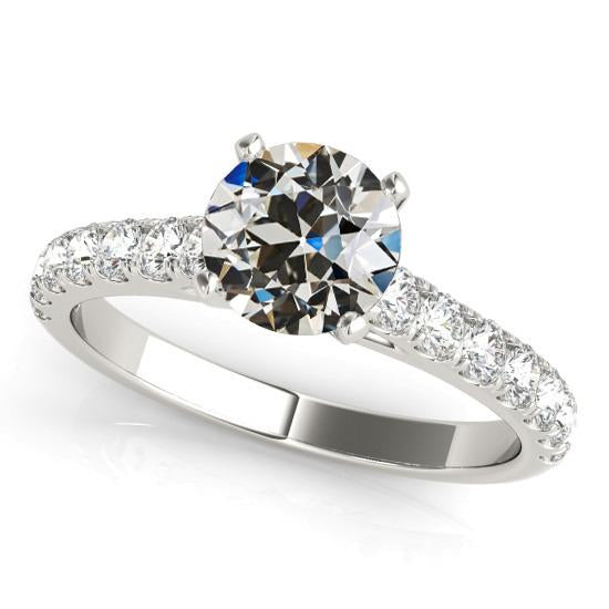 White Gold Round Old Mine Cut Natural Earth Mined Diamond Ring 4 Carats Women's Jewellery