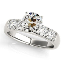 White Gold Round Old Mine Cut Natural Earth Mined Diamond Ring 5 Carats Jewellery