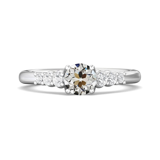 White Gold Round Old Miner Genuine Diamond Ring Ladies Jewelry 3.50 Carats