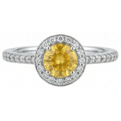 White Gold Round Yellow Sapphire And Natural Earth Mined DIAMOND ( NOT LAB GROWN )s Halo Ring 4.50 Carats