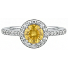 White Gold Round Yellow Sapphire And Natural Earth Mined DIAMOND ( NOT LAB GROWN )s Halo Ring 4.50 Carats