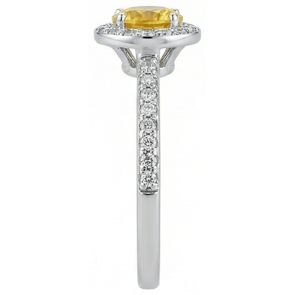White Gold Round Yellow Sapphire And Natural Earth Mined DIAMOND ( NOT LAB GROWN )s Halo Ring 4.50 Carats