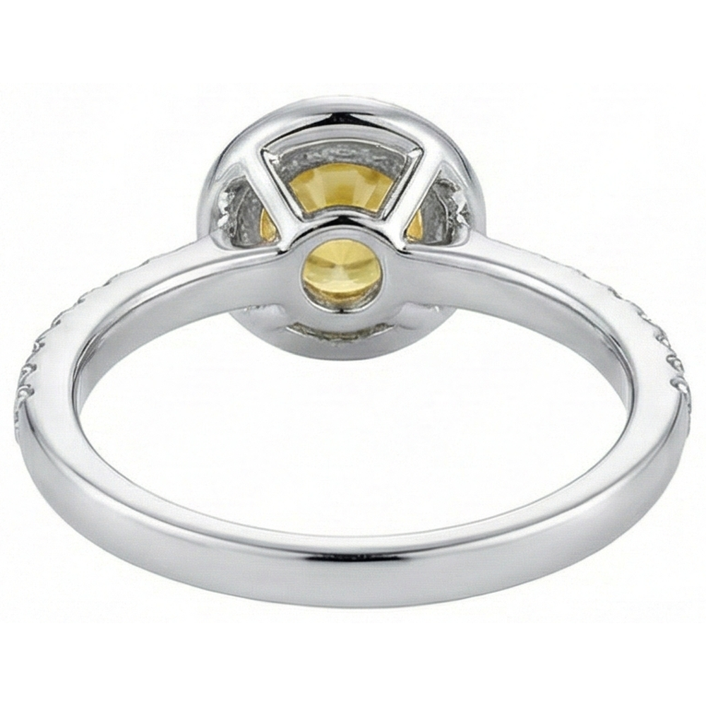 White Gold Round Yellow Sapphire And Natural Earth Mined DIAMOND ( NOT LAB GROWN )s Halo Ring 4.50 Carats