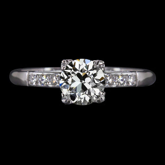 White Gold Rustic Genuine Diamond Engagement Ring