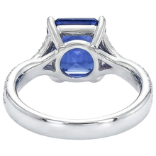 White Gold Solitaire Blue Sapphire Ring With Accents 4.50 Carats