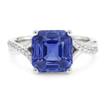 White Gold Solitaire Blue Sapphire Ring With Accents 4.50 Carats