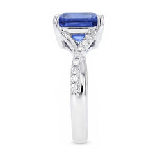 White Gold Solitaire Blue Sapphire Ring With Accents 4.50 Carats