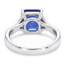 White Gold Solitaire Blue Sapphire Ring With Accents 4.50 Carats