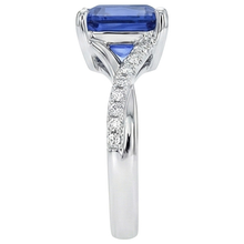 White Gold Solitaire Blue Sapphire Ring With Accents 4.50 Carats