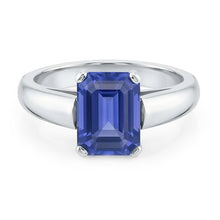 White Gold Solitaire Emerald Cut Ceylon Sapphire Ring 1.50 Carats