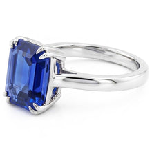 White Gold Solitaire Emerald Shaped Ring Ceylon Sapphire 2.50 Carats