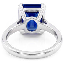White Gold Solitaire Emerald Shaped Ring Ceylon Sapphire 2.50 Carats