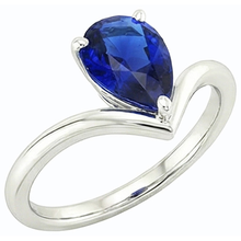 White Gold Solitaire Gemstone Ring Pear Ceylon Sapphire 2.50 Carats