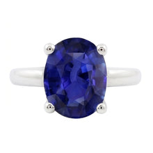 White Gold Solitaire Oval Shaped Ceylon Sapphire Ring 1.50 Carats