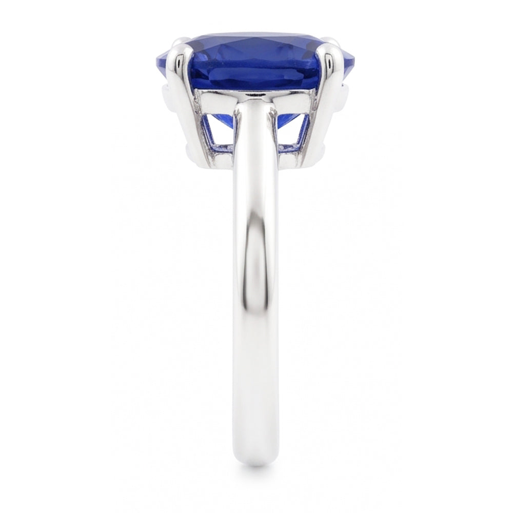 White Gold Solitaire Oval Shaped Ceylon Sapphire Ring 1.50 Carats
