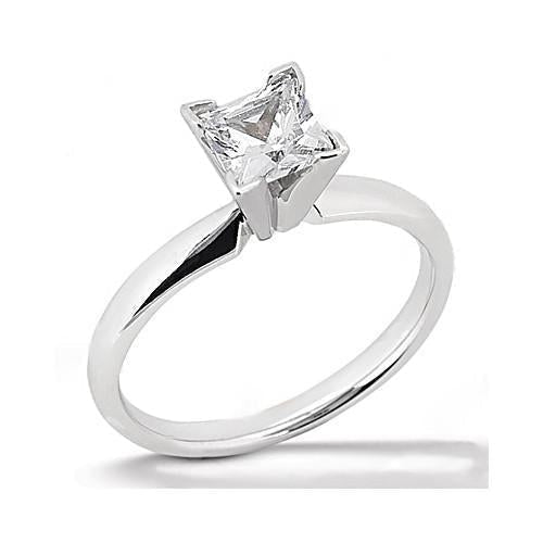 White Gold Solitaire Princess Cut Natural Diamond Ring 2.51 Ct.