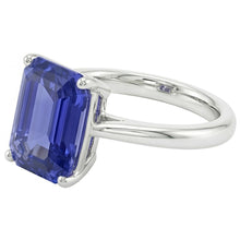 White Gold Solitaire Ring 2 Carats Emerald Cut Srilanka Sapphire