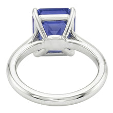 White Gold Solitaire Ring 2 Carats Emerald Cut Srilanka Sapphire