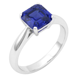 White Gold Solitaire Ring Asscher Cut Sapphire Jewellery 1.50 Carats