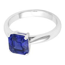 White Gold Solitaire Ring Asscher Cut Sapphire Jewellery 1.50 Carats