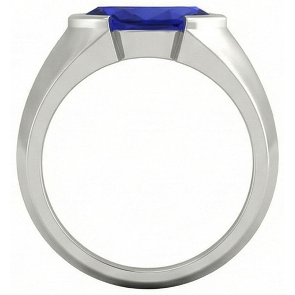 White Gold Solitaire Ring Bar Set Marquise Ceylon Sapphire 1 Carats