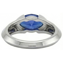 White Gold Solitaire Ring Bar Set Marquise Ceylon Sapphire 1 Carats