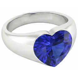Natural White Gold Solitaire Ring Bezel Set Heart Srilanka Sapphire 3 Carats
