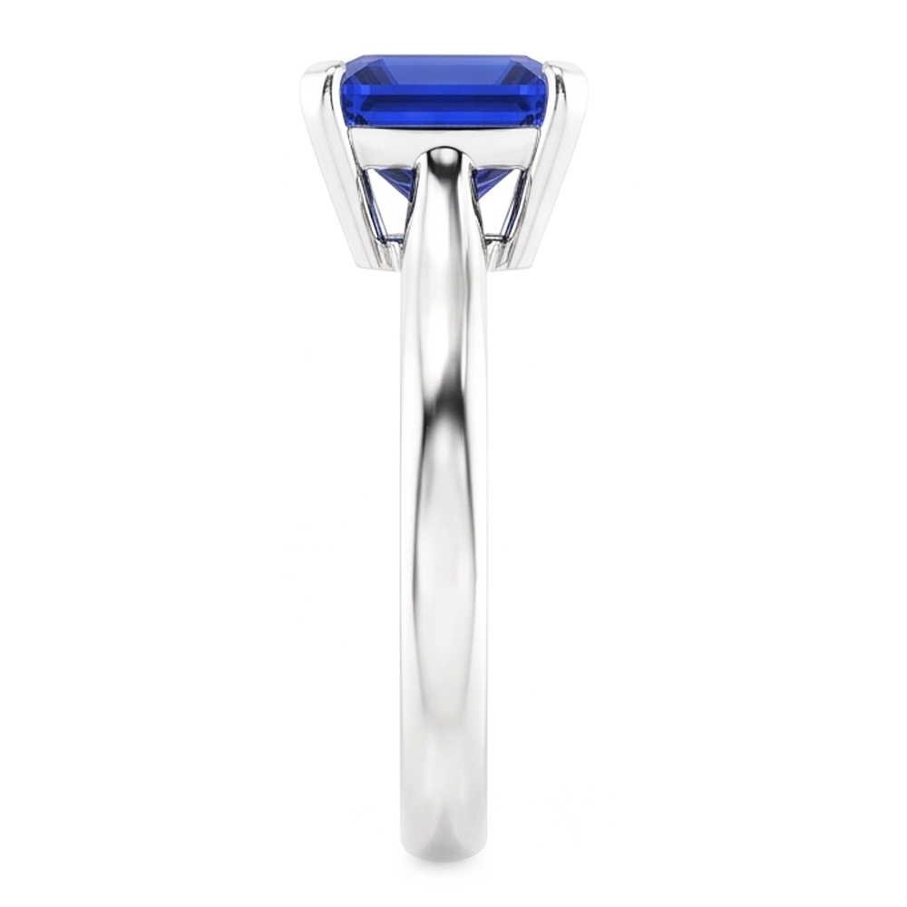 White Gold Solitaire Ring Blue Sapphire Asscher Cut 2 Carats
