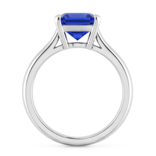 White Gold Solitaire Ring Blue Sapphire Asscher Cut 2 Carats