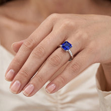 White Gold Solitaire Ring Blue Sapphire Asscher Cut 2 Carats