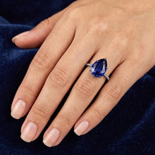 White Gold Solitaire Ring Blue Sapphire With Natural Earth Mined Diamond Accents 5 Carats
