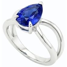 White Gold Solitaire Ring Ceylon Sapphire 2.50 Carats Split Shank
