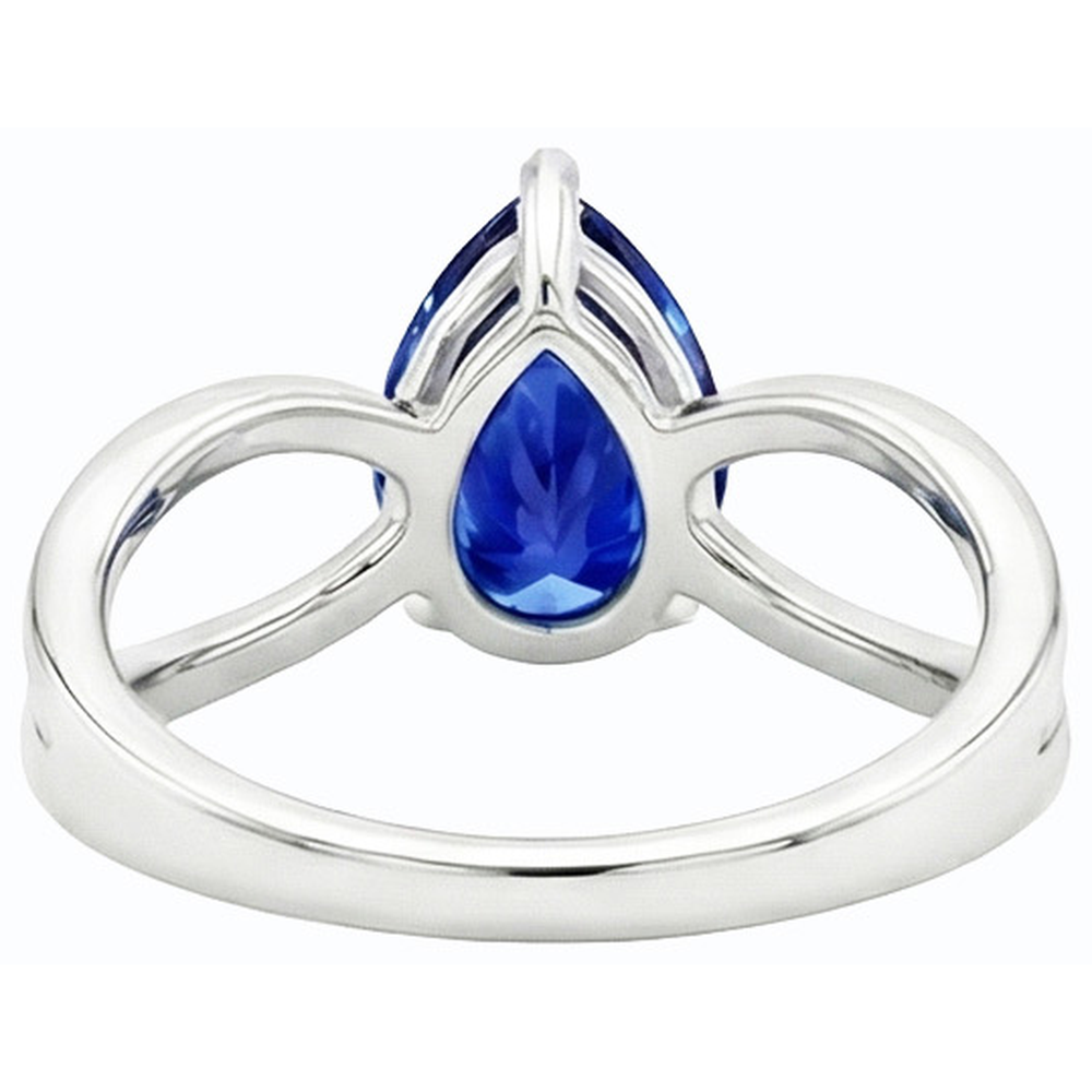 White Gold Solitaire Ring Ceylon Sapphire 2.50 Carats Split Shank