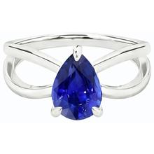 White Gold Solitaire Ring Ceylon Sapphire 2.50 Carats Split Shank