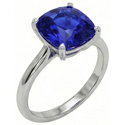 White Gold Solitaire Ring Cushion Sri Lankan Sapphire 2.25 Carats