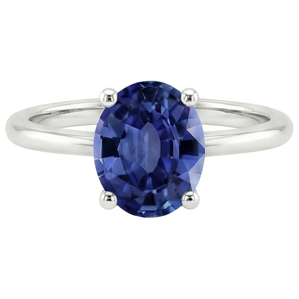 natural oval sapphire 2ct ring profile view