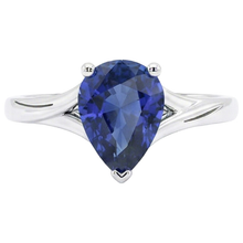 White Gold Solitaire Ring Pear Sri Lankan Sapphire 3 Carats