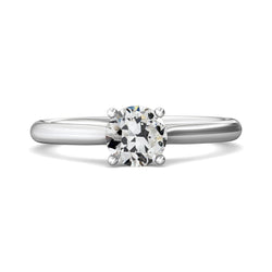 White Gold Solitaire Round Old Cut Real Diamond Engagement Ring 1.50 Carats