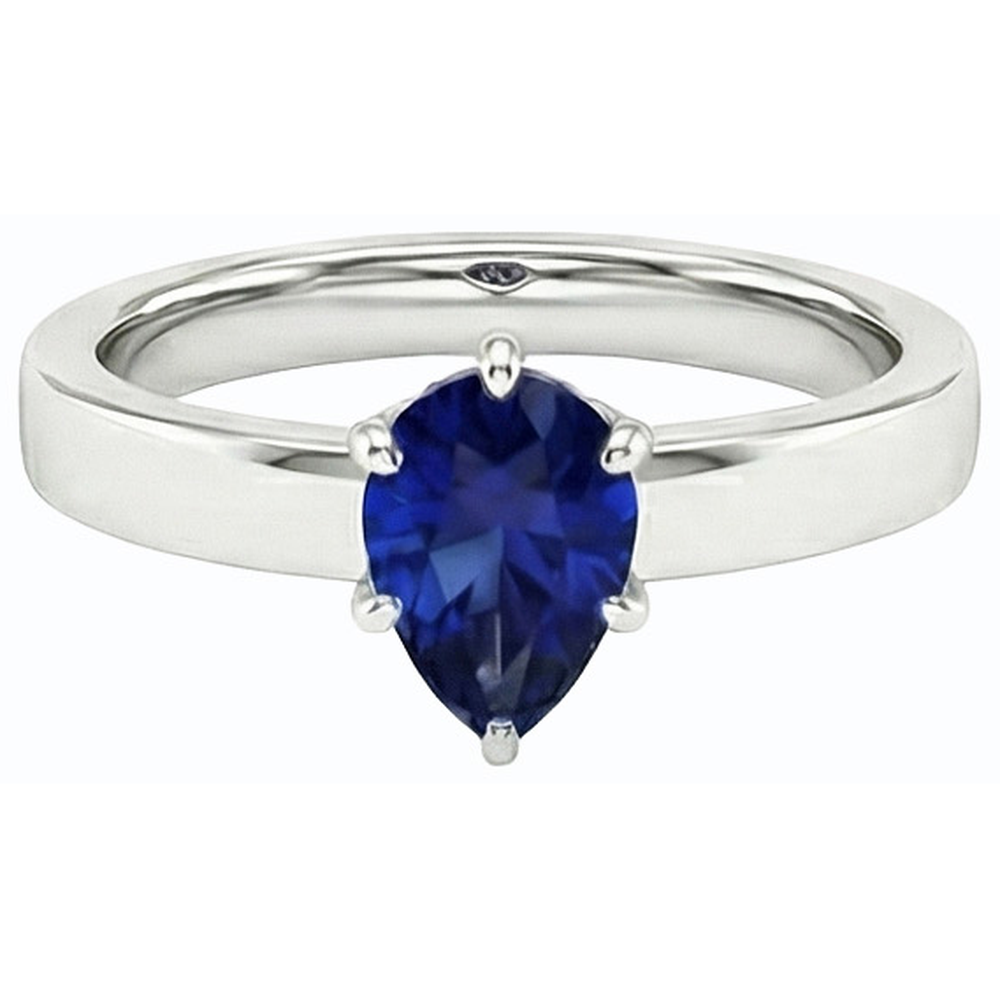 natural pear sapphire 1ct ring profile view